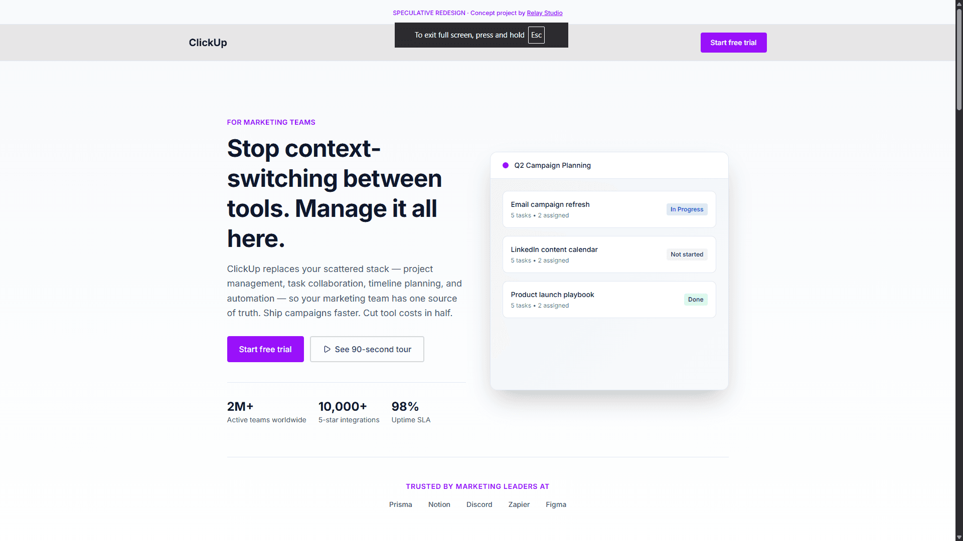 ClickUp — Clarity-First Redesign